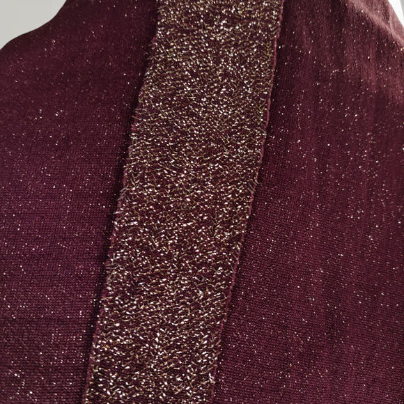 Vintage 70s Lurex Velvet Formal Dress Mock Neck Metallic Boho Holiday 0 - Picture 15 of 16